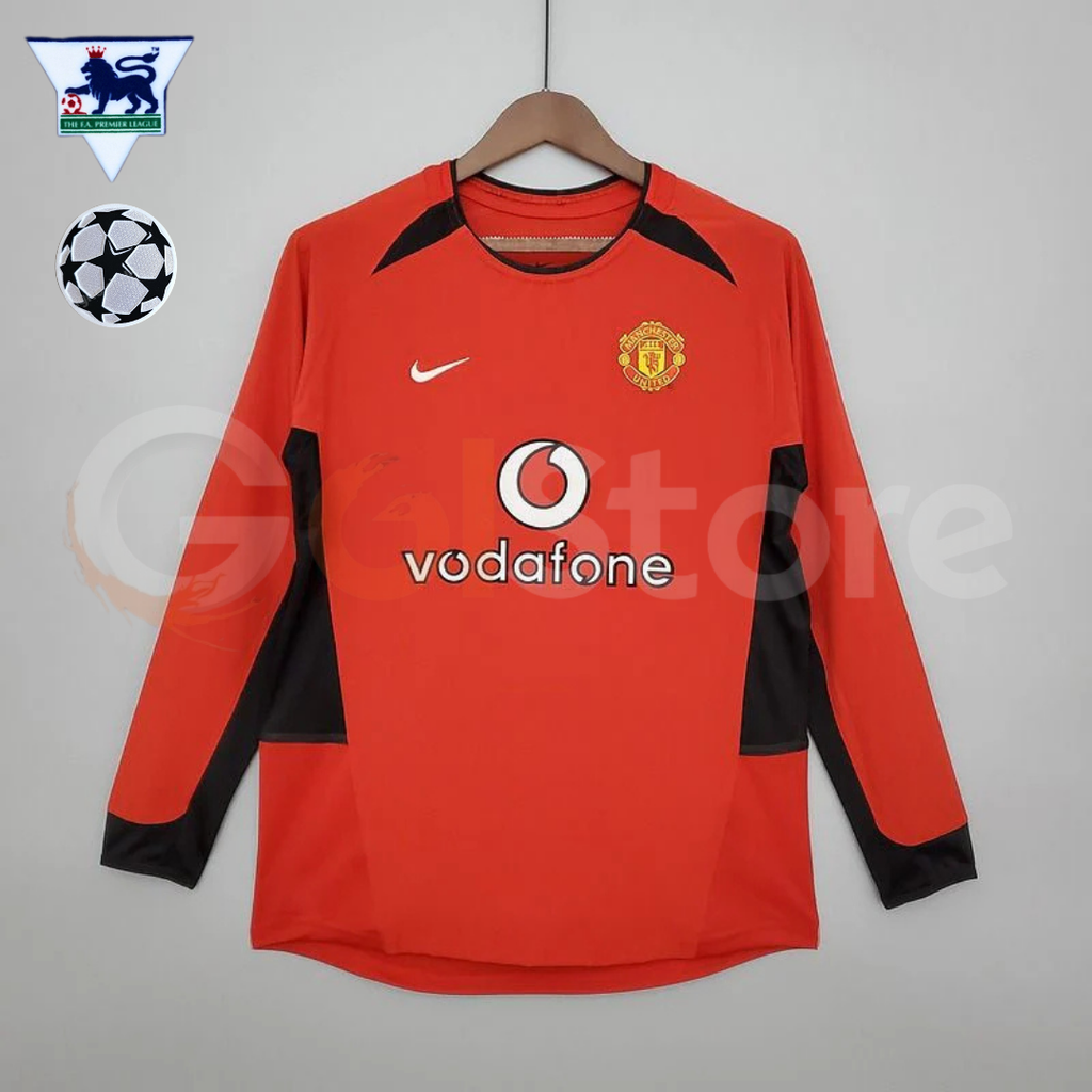 Manchester United 2002-2004 Retro Home Long Sleeve Jersey Personalized PL UCL Patch Rare Collector