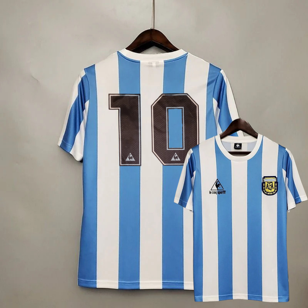 Argentina 1986 World Cup Home Retro Short Sleeve Jersey #10 Maradona Personalized S-2XL