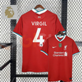 2020-2021 Liverpool Retro Red Home Short Sleeve Jersey #4 Van Dijk Personalized PL Patch
