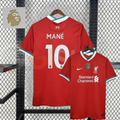 2020-2021 Liverpool Retro Red Home Short Sleeve Jersey #10 Mane Personalized PL Patch