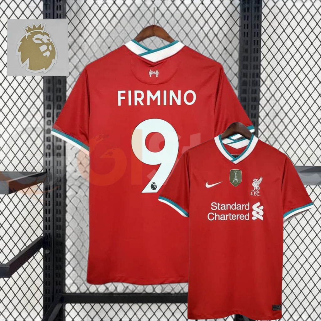 2020-2021 Liverpool Retro Red Home Short Sleeve Jersey #9 Firmino Personalized PL Patch