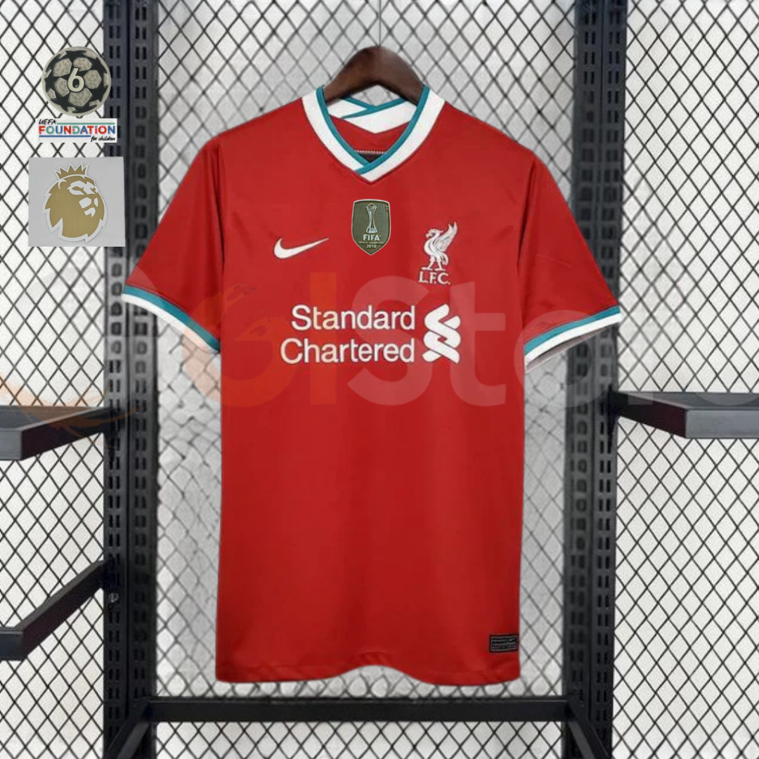2020-2021 Liverpool Retro Red Home Short Sleeve Jersey Personalized PL UCL Patch