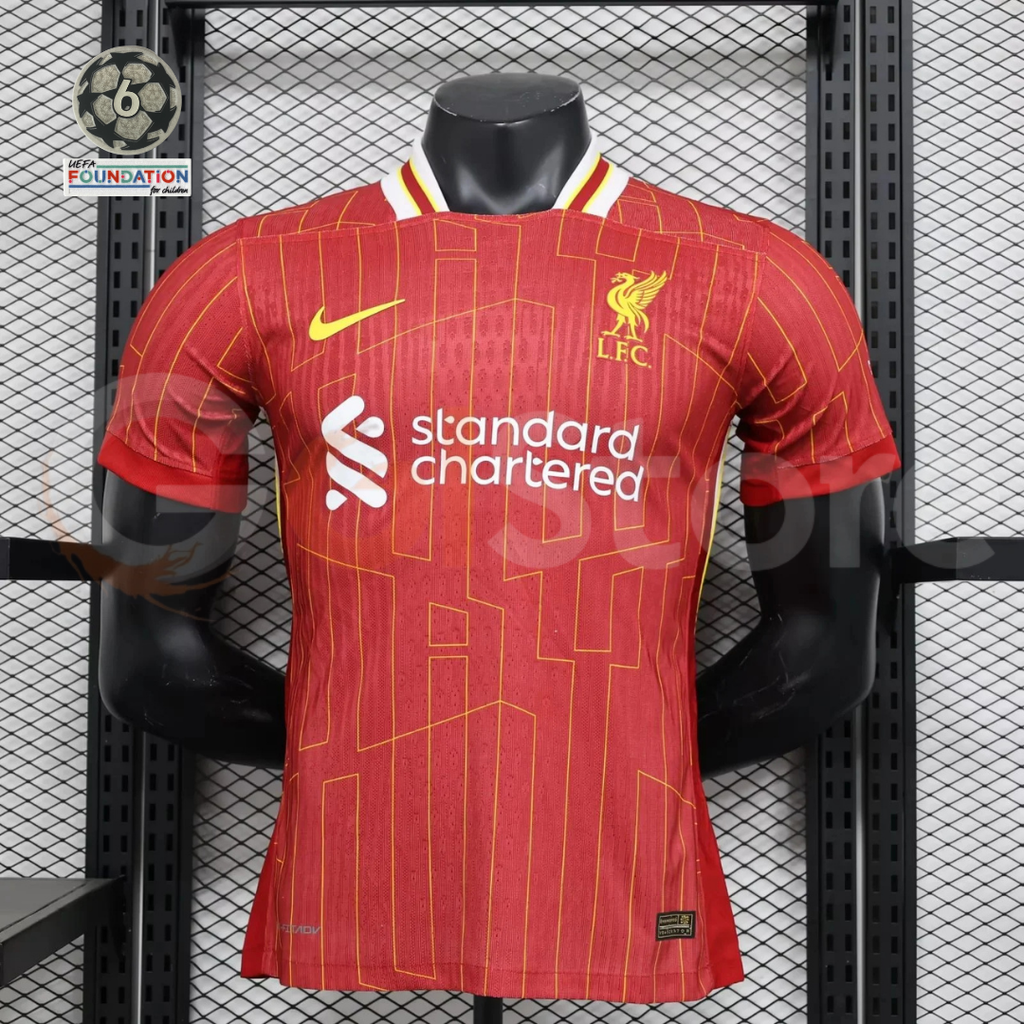 2024-2025 Liverpool Player Version Home Short Sleeve Jersey #4 Van Dijk Personalized UCL Patch