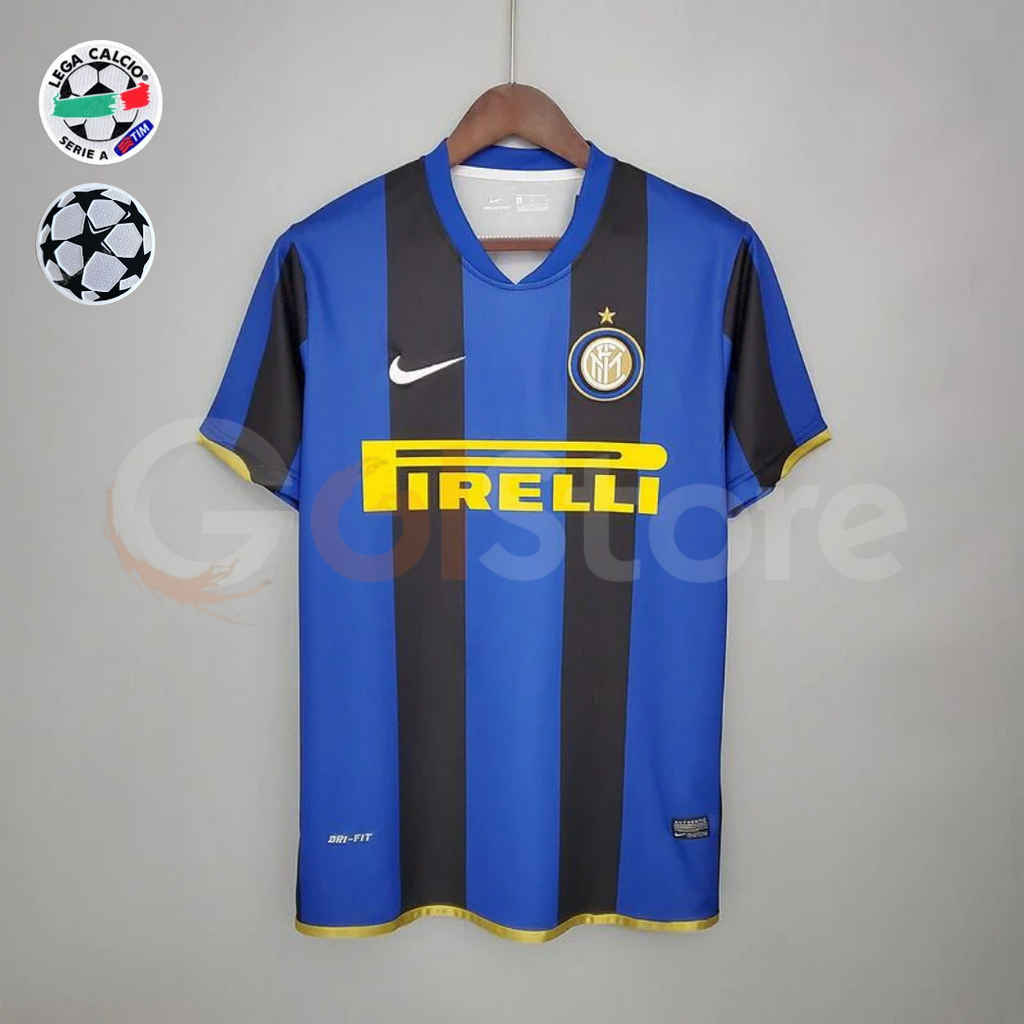 Inter Milan 2008-2009 Retro Home Short Sleeve Jersey #10 Adriano Serie A UCL Patch Personalized Rare
