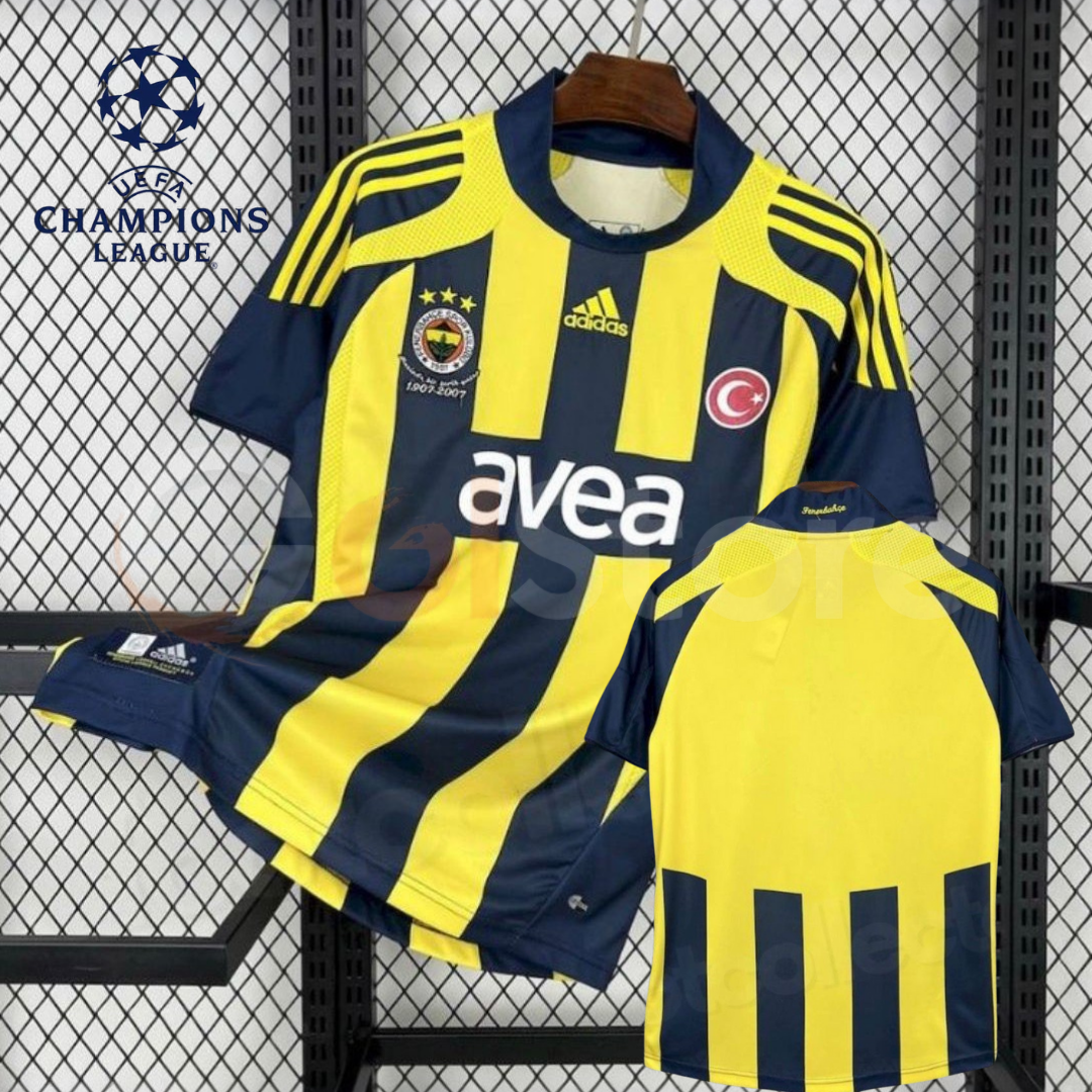 Fenerbahçe 2007-2008 Retro Home Short Sleeve Jersey Personalized UCL Patch Rare