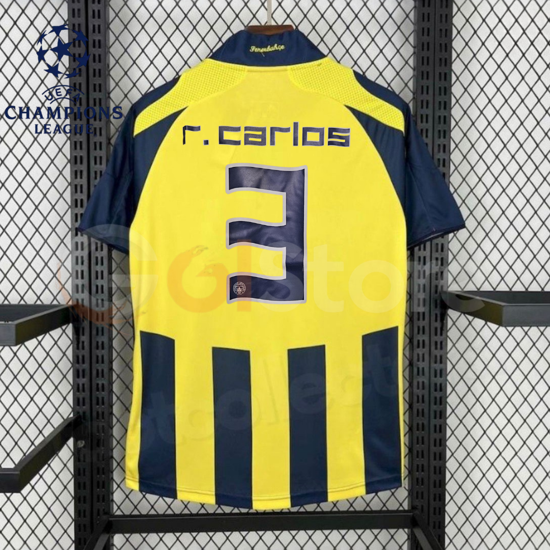 Fenerbahçe 2007-2008 Retro Home Short Sleeve Jersey #3 R. Carlos Personalized UCL Patch Rare