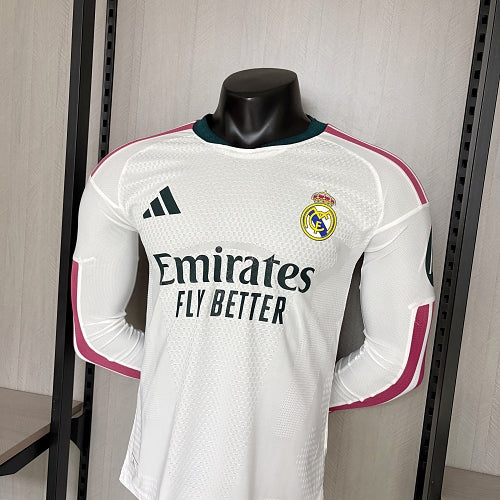 Maillot de football domicile Real Madrid à manches longues version joueur 2026/27 – Édition Match Unisexe Tailles S–3XL