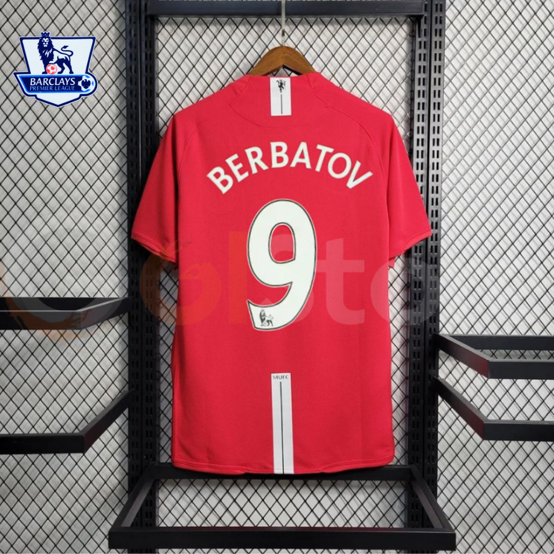 Manchester United 2008-2009 Retro Home Short Sleeve Jersey #9 Berbatov Personalized PL Patch Rare