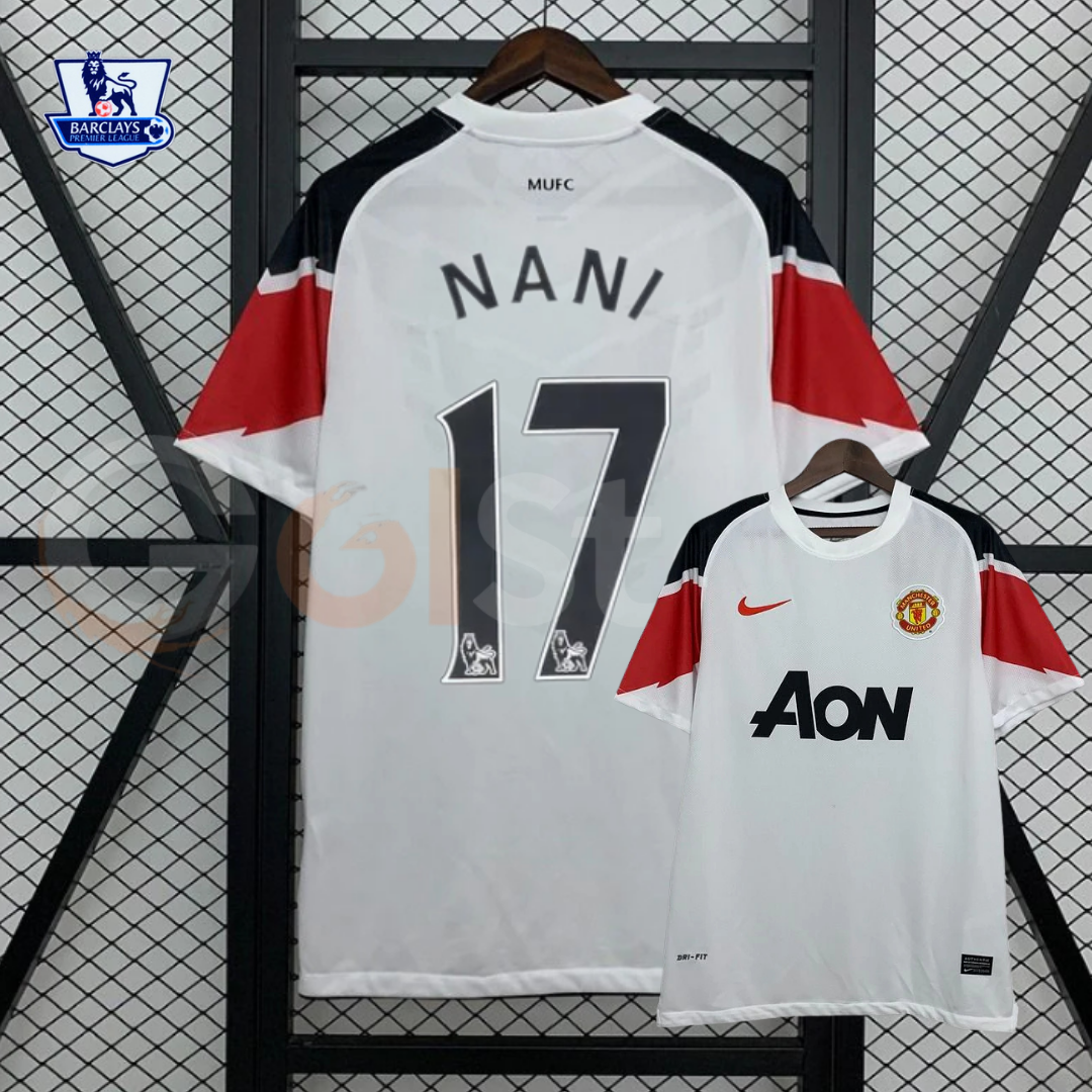 Manchester United 2010-2011 Retro Away Jersey #17 Nani Personalized PL Patch Rare