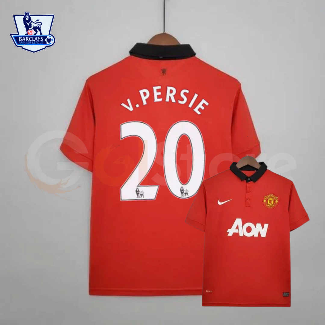 Manchester United 2013-2014 Retro Home Short Sleeve Jersey #20 Van Persie Personalized PL Rare