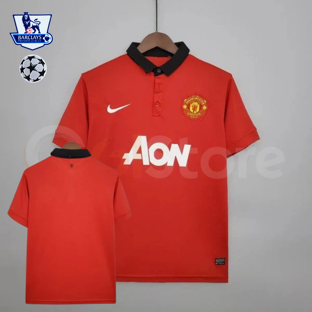 Manchester United 2013-2014 Retro Home Short Sleeve Jersey Personalized PL UCL Patch Rare