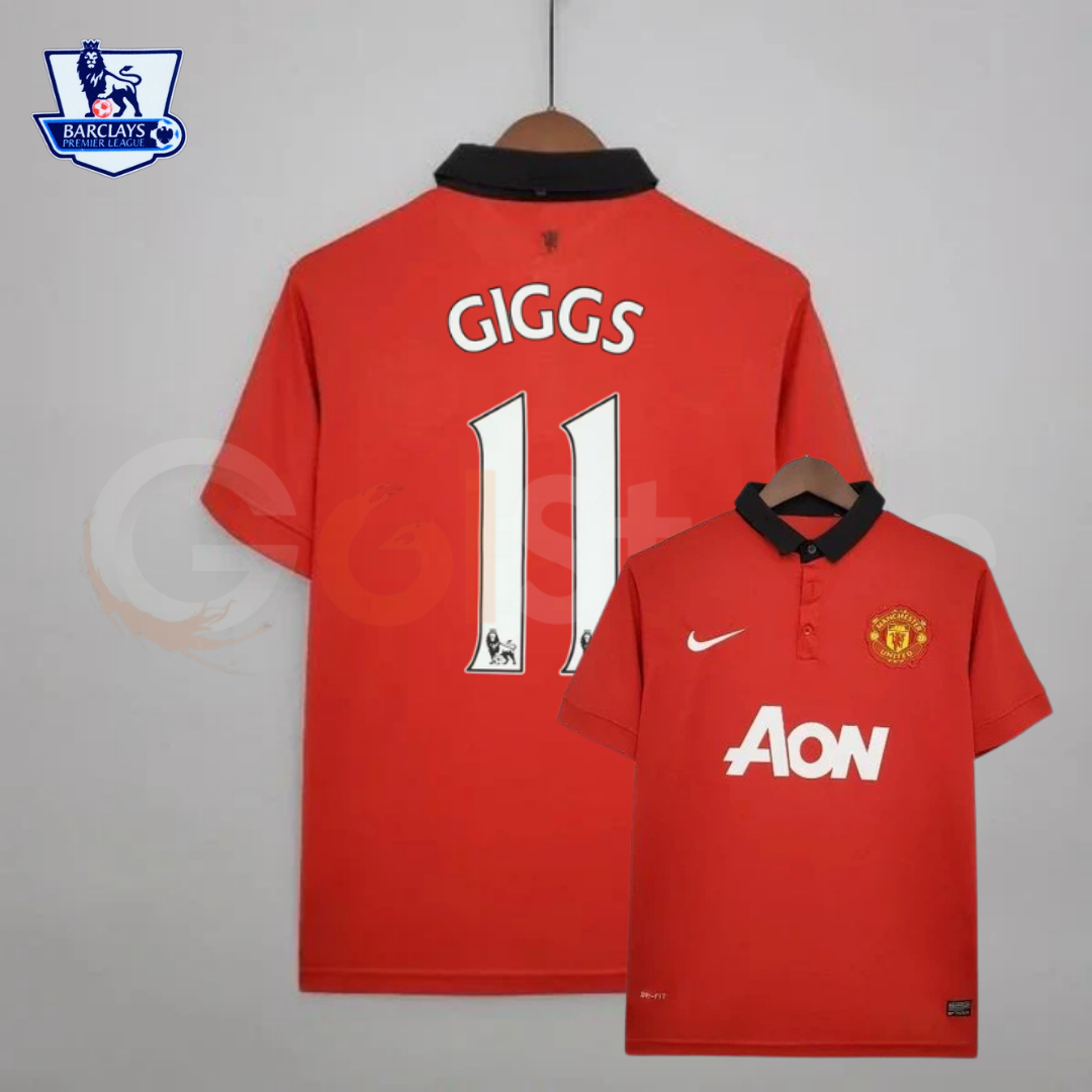 Manchester United 2013-2014 Retro Home Short Sleeve Jersey #11 Giggs Personalized PL Rare