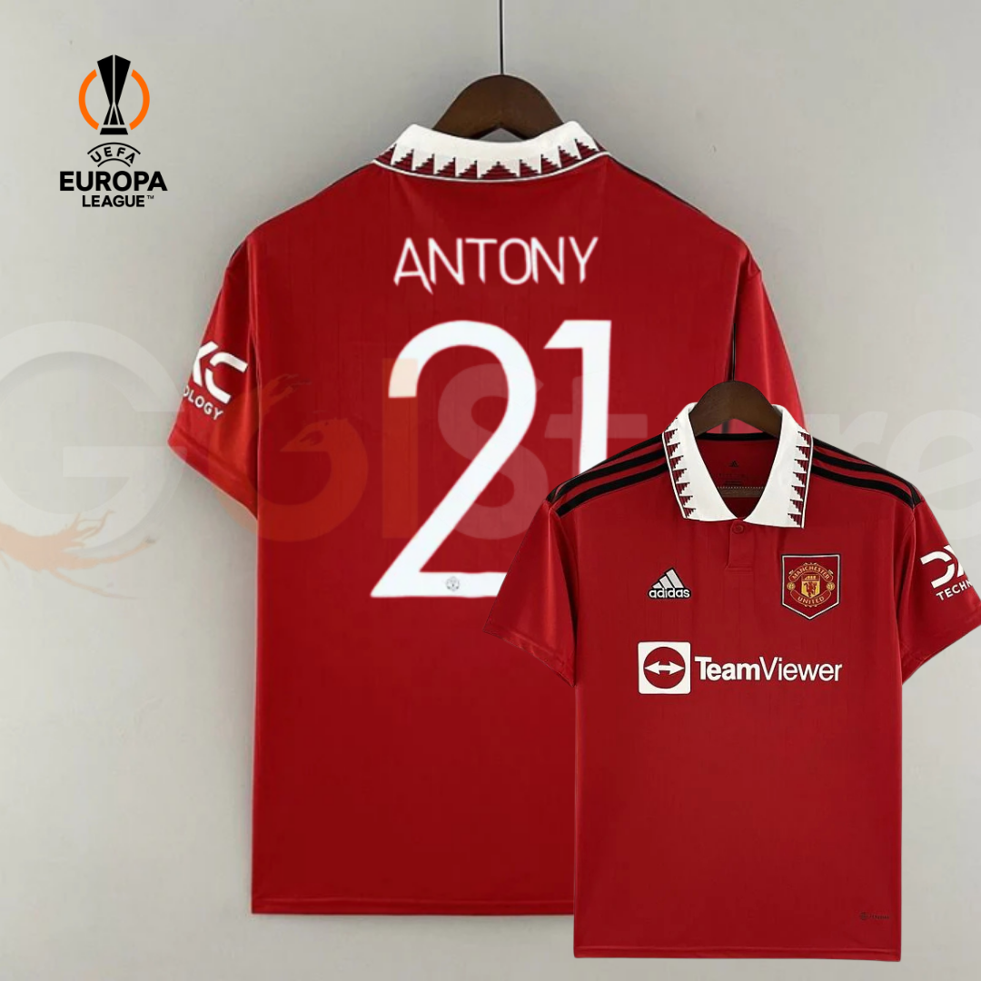 Manchester United 2022-2023 Retro Home Short Sleeve Jersey #21 Antony Personalized UEL Rare