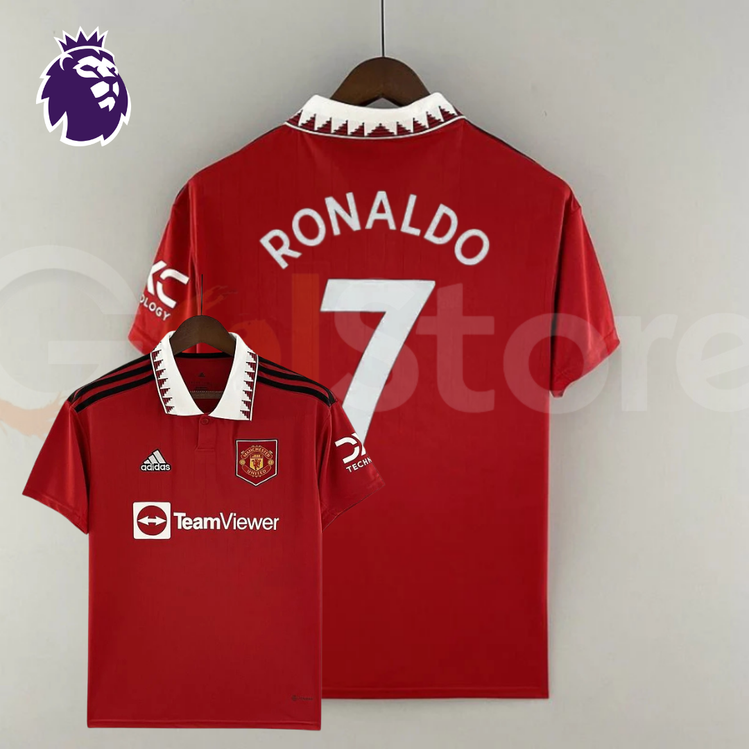 Manchester United 2022-2023 Retro Home Short Sleeve Jersey #7 Ronaldo Personalized PL Rare