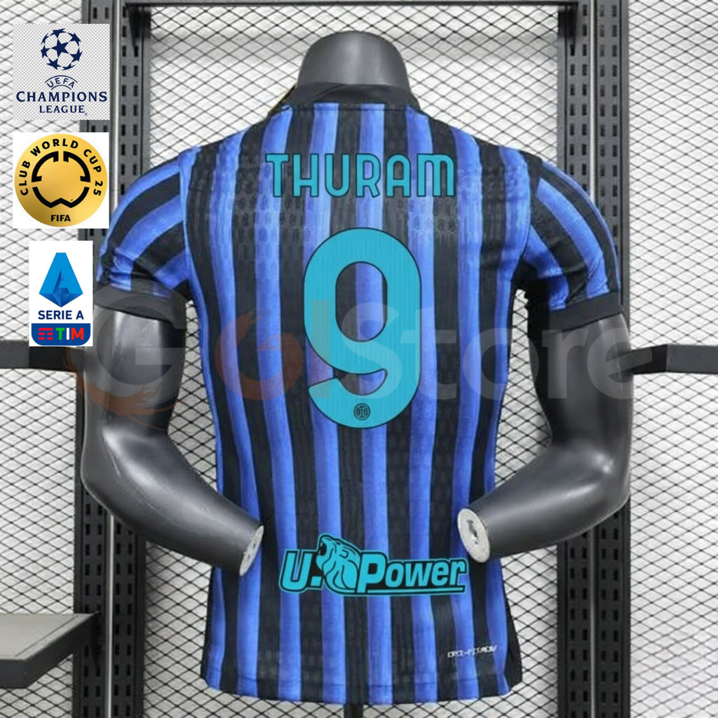 Inter Milan 2025-2026 Home Short Sleeve Jersey #9 Thuram UCL Serie A FIFA CWC Patch Personalized S-3XL