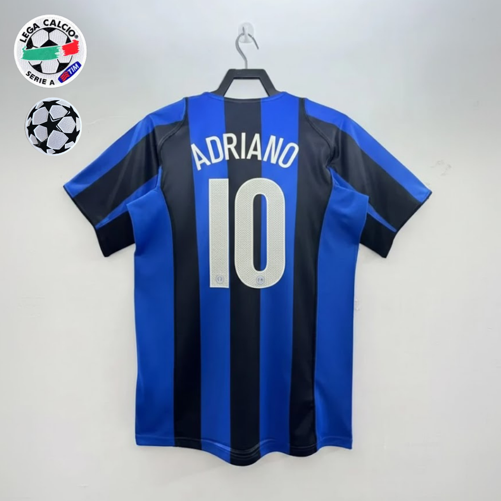 Inter Milan 2004-2005 Retro Home Short Sleeve Jersey #10 Adriano Serie A UCL Patch Personalized Rare