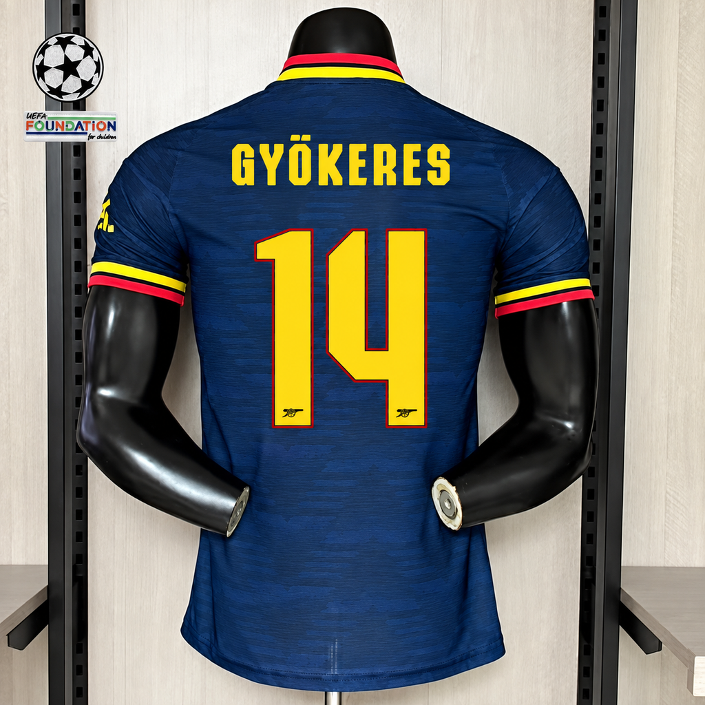 Arsenal FC 2026-27 Away Player Version Jersey | #14 Gyökeres | UCL Patch | Custom Name & Number | S–3XL