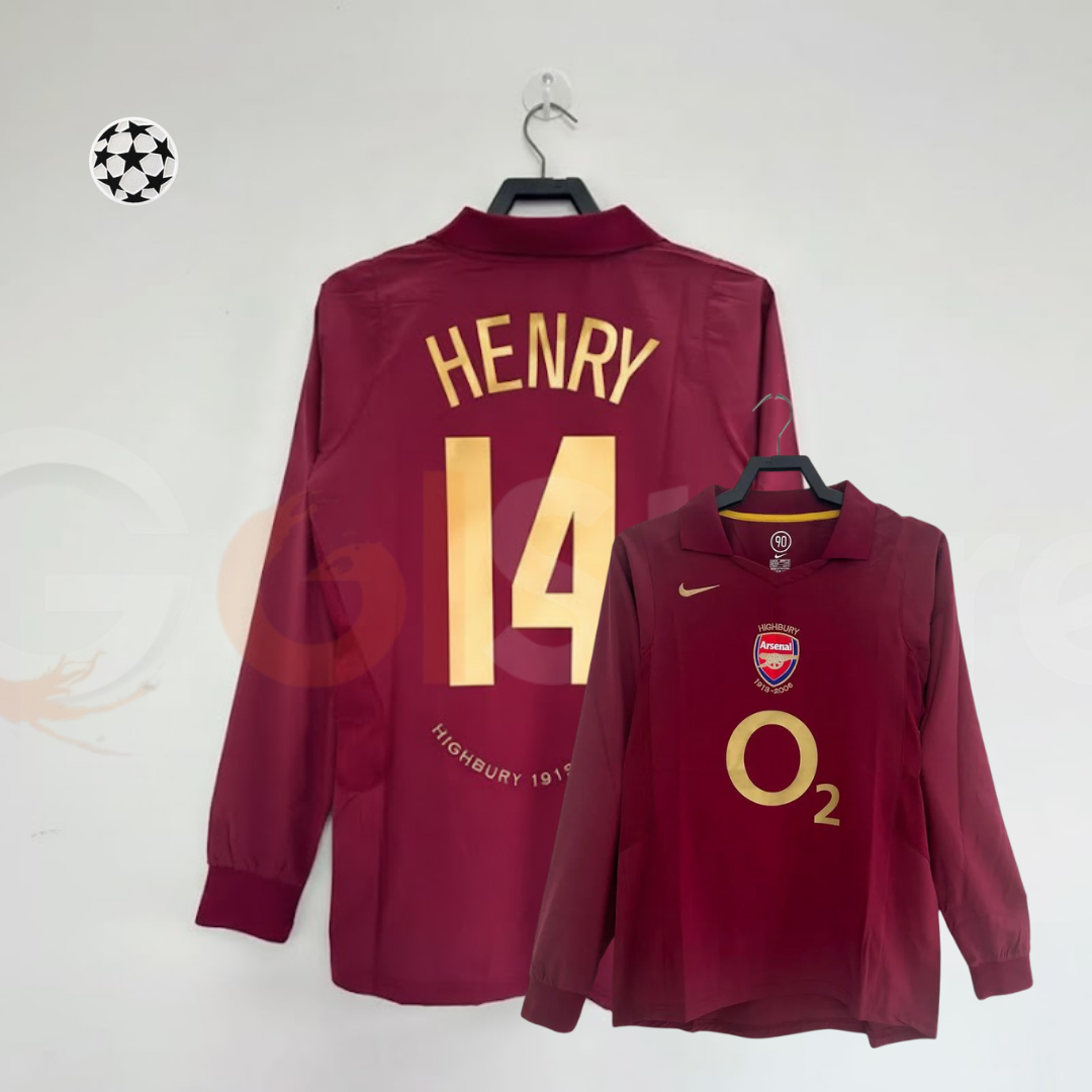 Arsenal 2005-06 Retro Home Long Sleeve Jersey | #14 Thierry Henry | UCL