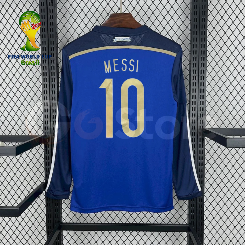 Argentina 2014 World Cup Away Retro Long Sleeve Jersey Personalized S-2XL