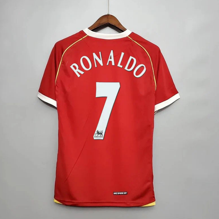 Manchester United 2006-2007 Retro Home Short Sleeve Jersey #7 Ronaldo Personalized PL Patch Rare